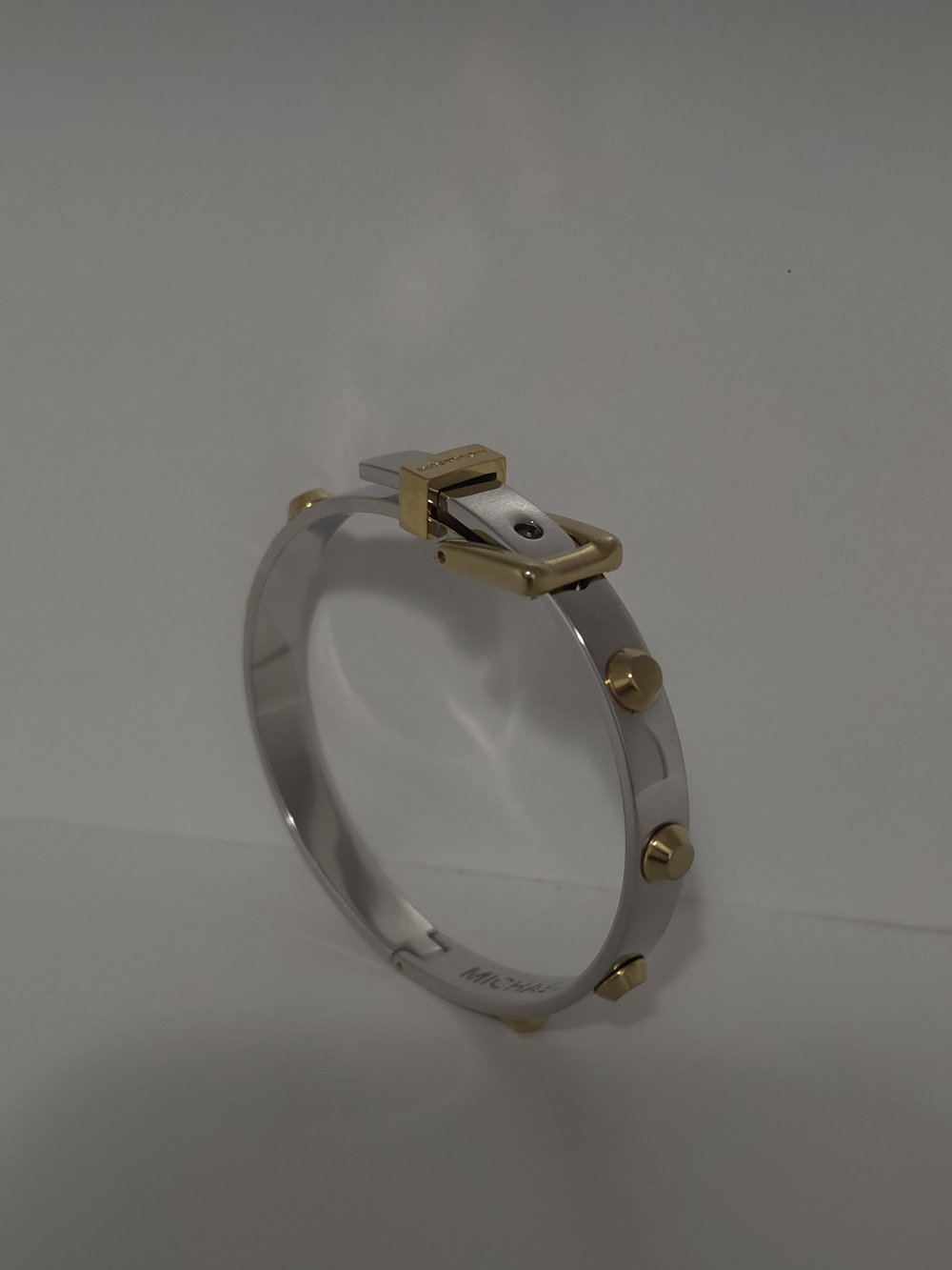 Michael Kors Two-Tone Silver and Gold Buckle Bangle Bracelet